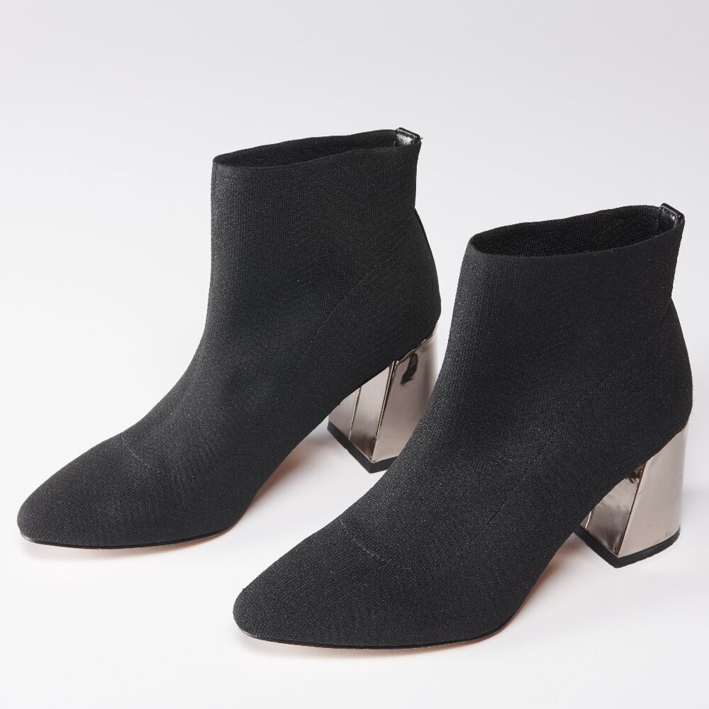 BCBG Generation Black Textile Booties - ~ 3 Inch Heel. Woman's Size 8 US